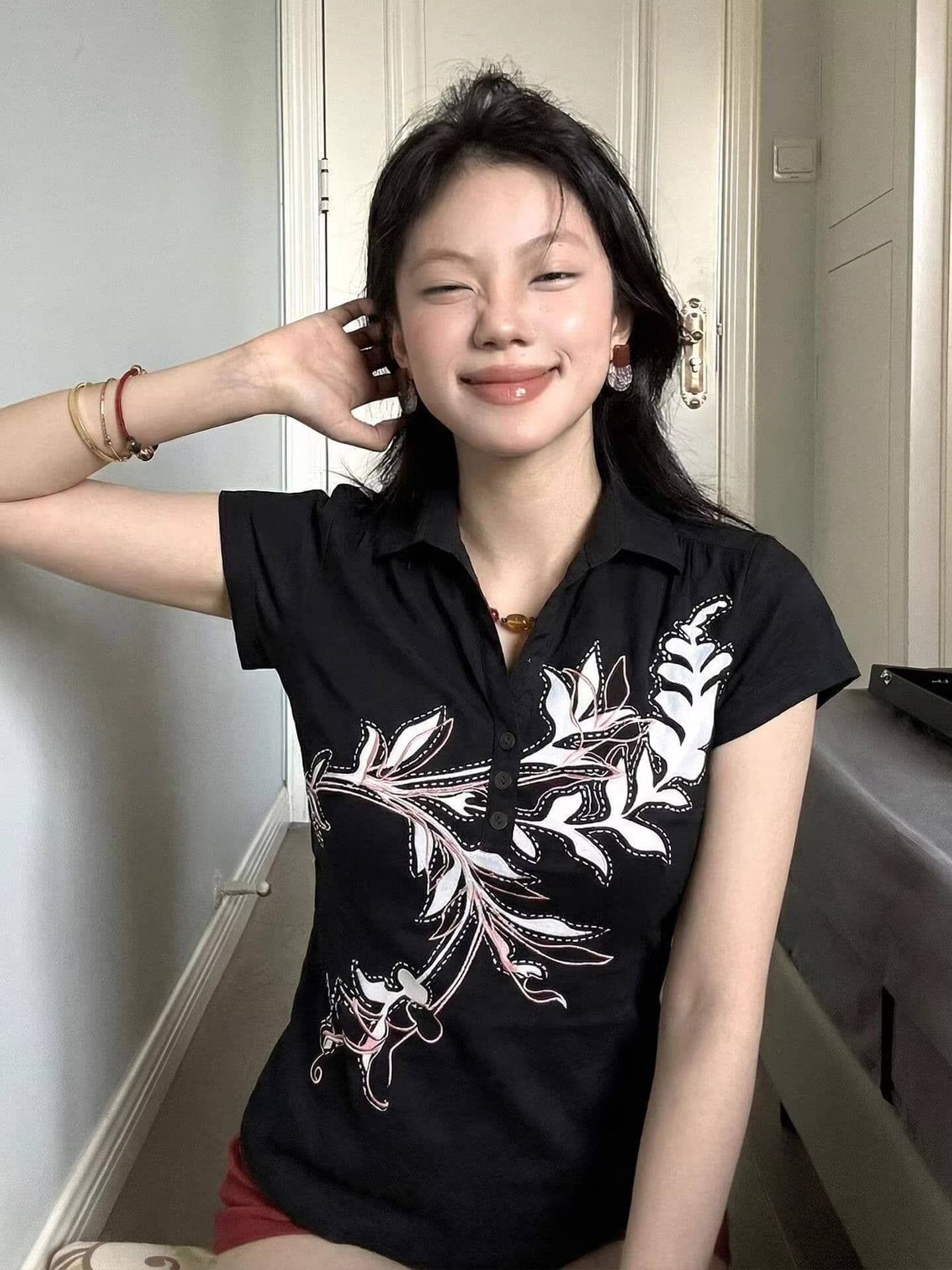 210 그램 40 좋은 면 1 1 여름 빛 이문화 검정색 폴로 칼라 반팔 천년기 바람 맨위 상세 이미지 1