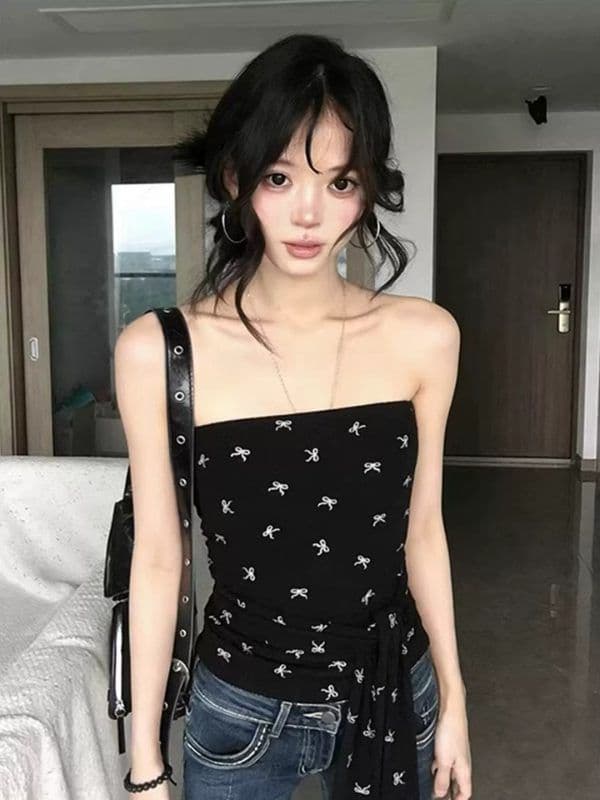 210 그램 40 좋은 면 1 1 아메리칸 핫걸 튜브탑 조끼 여성 여름 나비 전체 인쇄 된 의류 상세 이미지 2