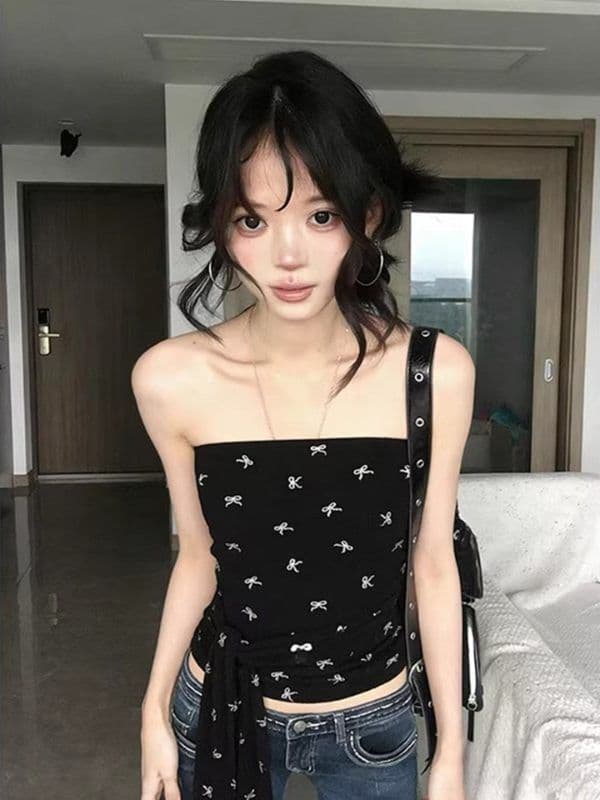 210 그램 40 좋은 면 1 1 아메리칸 핫걸 튜브탑 조끼 여성 여름 나비 전체 인쇄 된 의류 상세 이미지 5