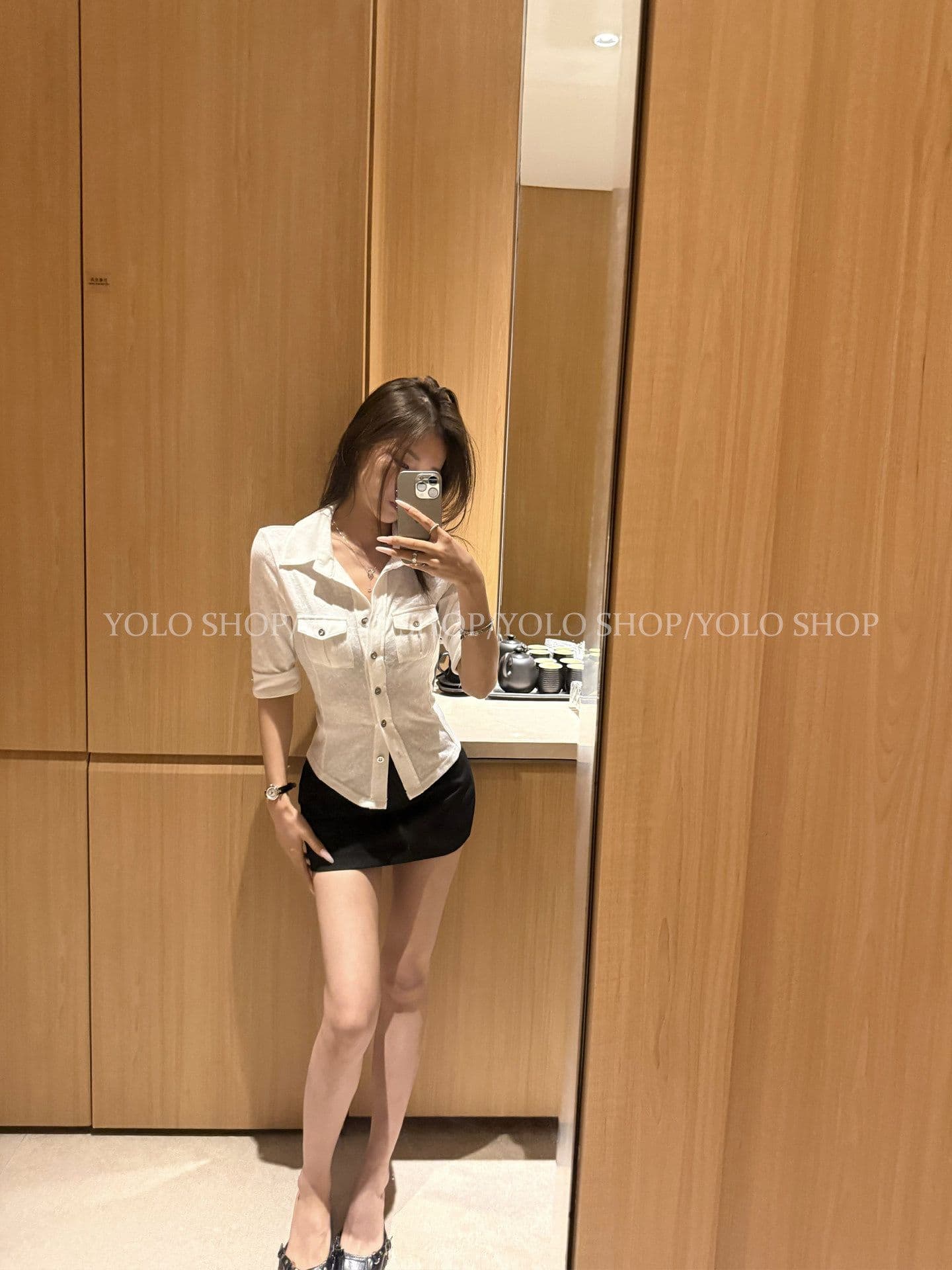 핫걸 허리 수축 반팔 5 점 소매 여성 셔츠 2026 여름 새로운 화이트 폴로 칼라 POLO 셔츠 다용도 맨위 상세 이미지 3