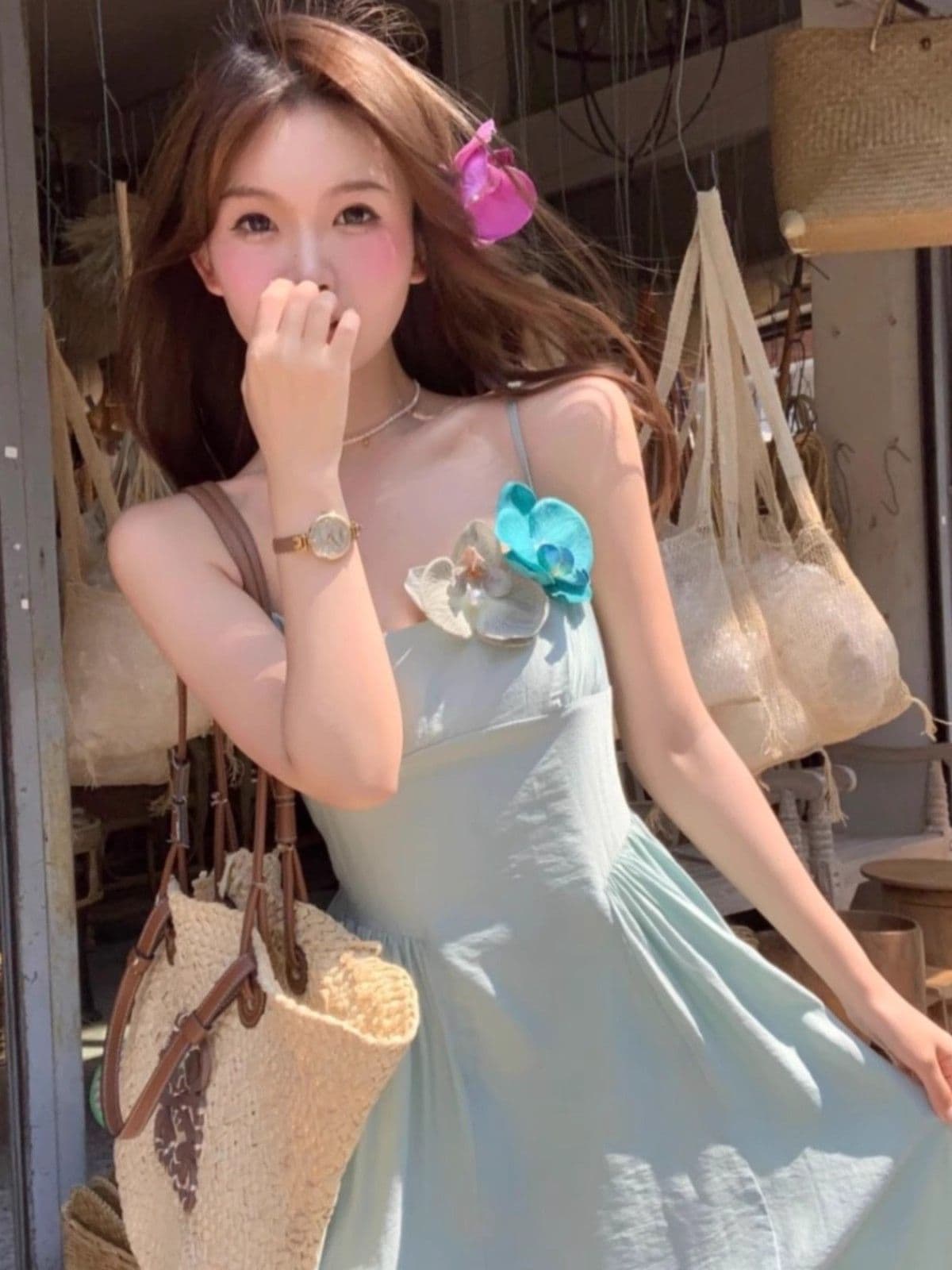 아름다운 품격 슬립 드레스 요정 2026 여름 새로운 고급 센스 해변가 휴가 허리 수축 해변 롱 스커트 이미지 4