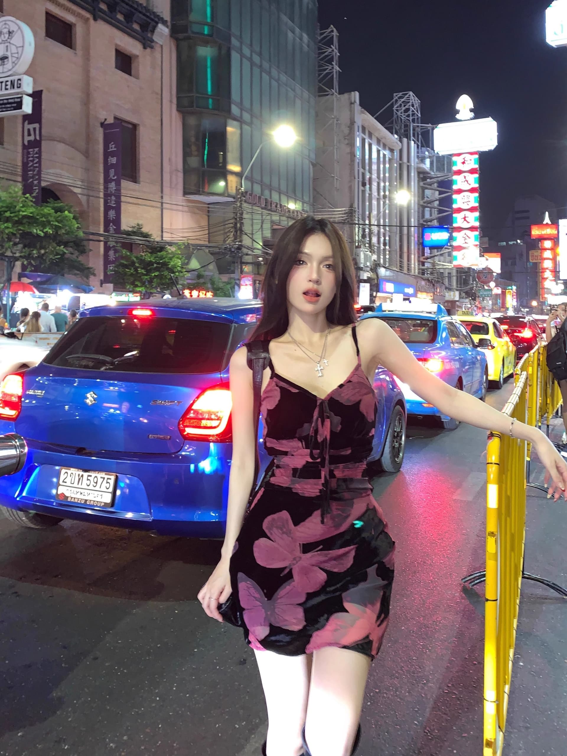 레트로 나비 프린트 슬립 여성 드레스 여름 섹시함 순수한 욕망 타이트 스커트 빨간색 허리 수축 슬림해 보이는 짧은 치마 상세 이미지 9
