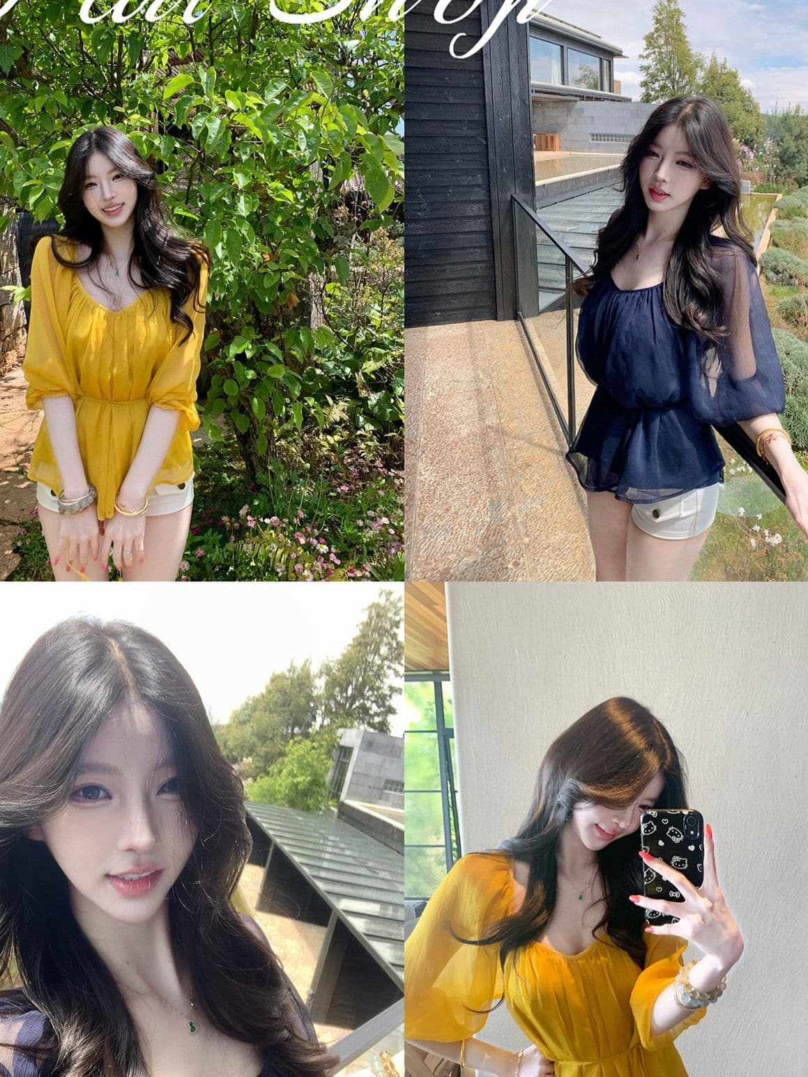 여름 새로운 달콤함 착용 가져 가라. 허리 수축 반소매 작은 대중 순수한 욕망 맨위 V넥 높음 ~을 통해 주름 레이스업 시폰 셔츠 여성 상세 이미지 1