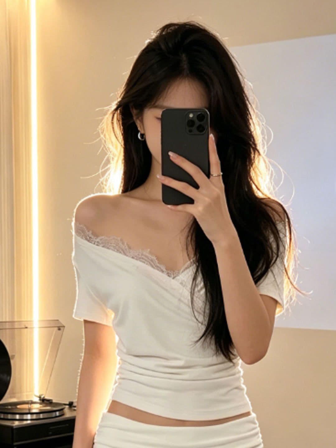 한 부서 부드러운 바람 고유 한 슈퍼 잘 생긴 V넥 허리 수축 슬림해 보이는 사람들 면 반팔 티셔츠 여성 작은 대중 아니요 명중 섹션 맨위 이미지 3