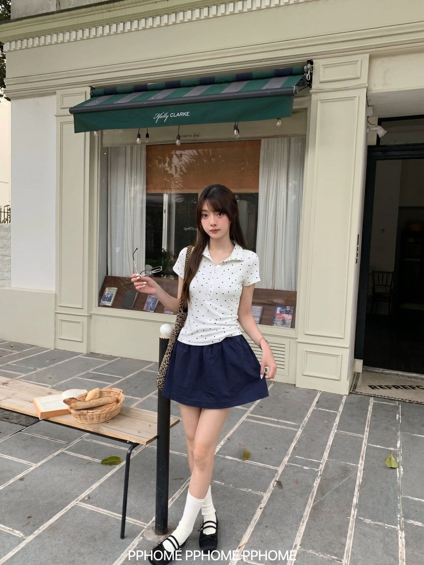 양모 작은 대중 도트 무늬 허리 수축 반팔 티셔츠 여성 여름 몸매 가꾸기 핫걸 슬림해 보이는 POLO 칼라 다용도 회색 맨위 상세 이미지 5