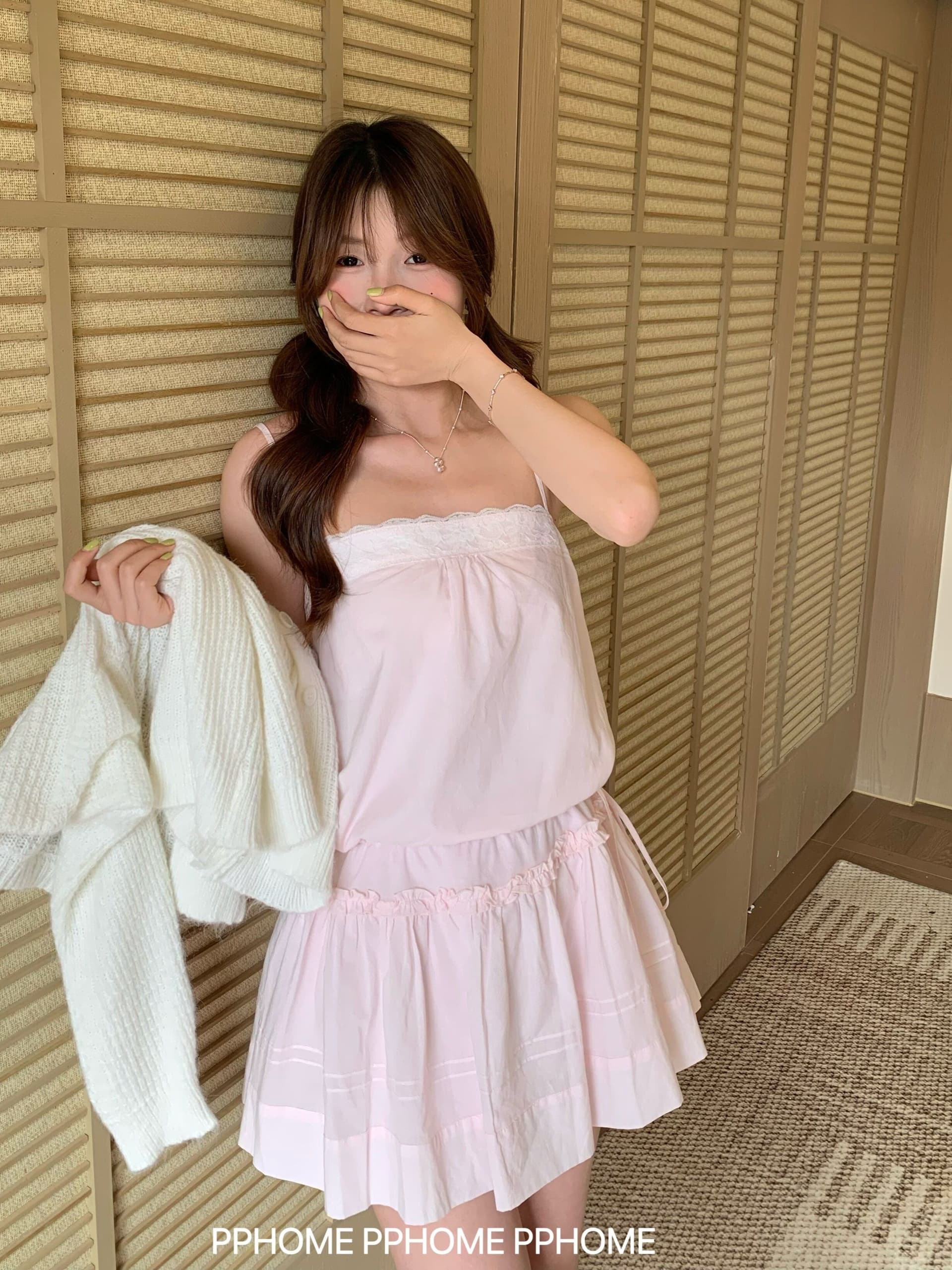 달콤함 레이스 슬립 드레스 다용도 여성 드레스 여름 새로운 작은 대중 민소매 허리 수축 한 마디 미니 스커트 이미지 4
