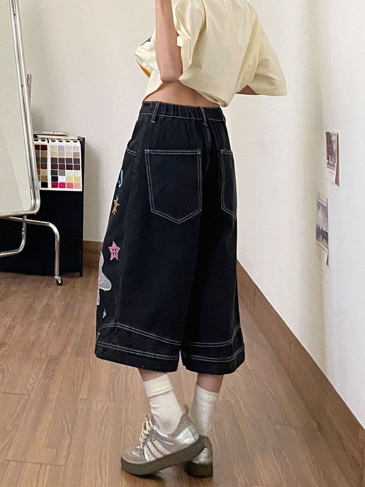 레트로 핫걸 데님 7부 바지 여성 2026 여름 새로운 작은 키 로우 웨이스트 슬림해 보이는 스트레이트 넓은 다리 핫 바지 이미지 2