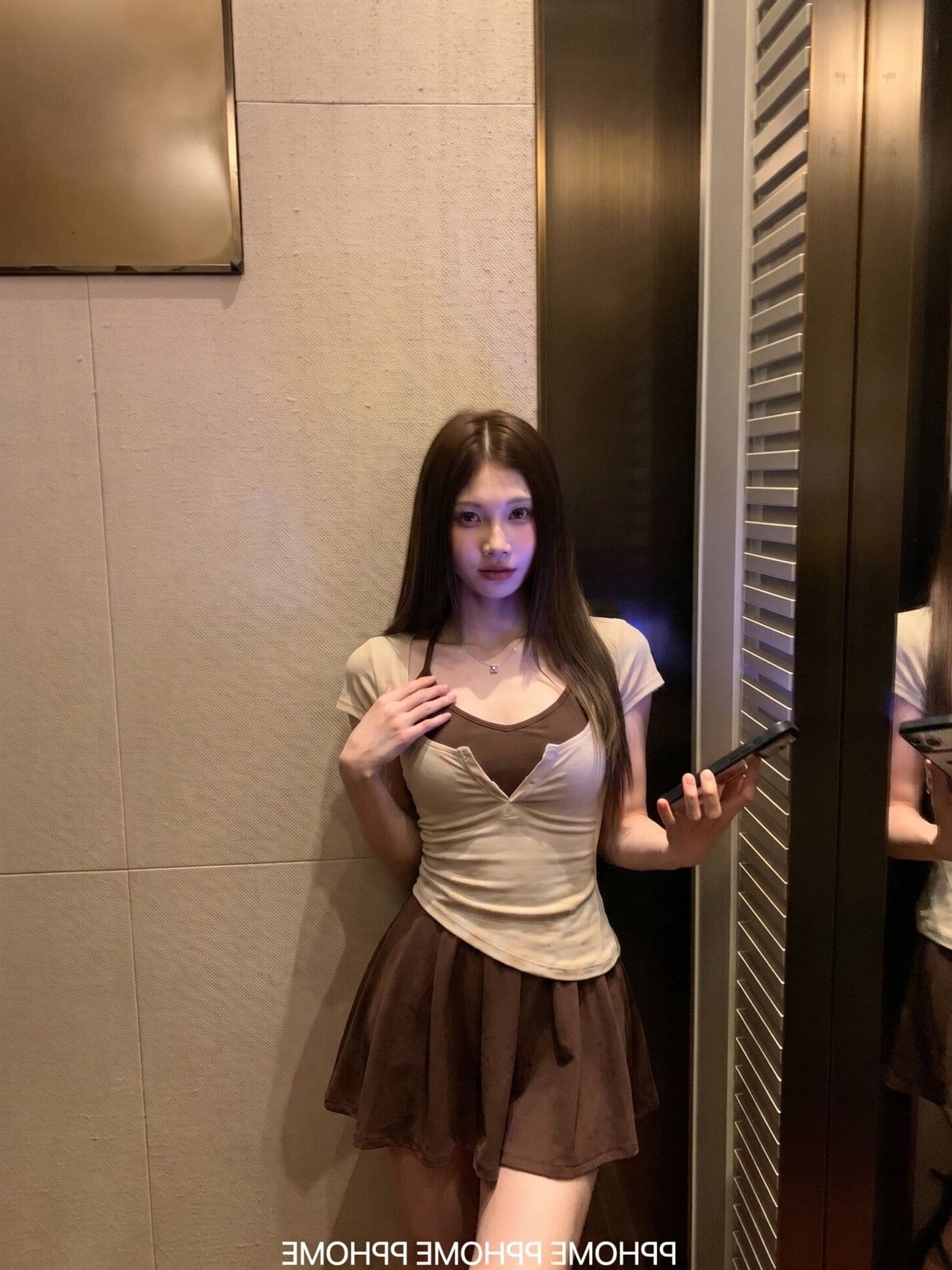 여름 착용 가져 가라. 스택 착용 행침 목 점프 슈트 치마 세트 양모 순수한 욕망 허리 수축 단추 비스듬한 진자 핫걸 반팔 티셔츠 여성 이미지 3