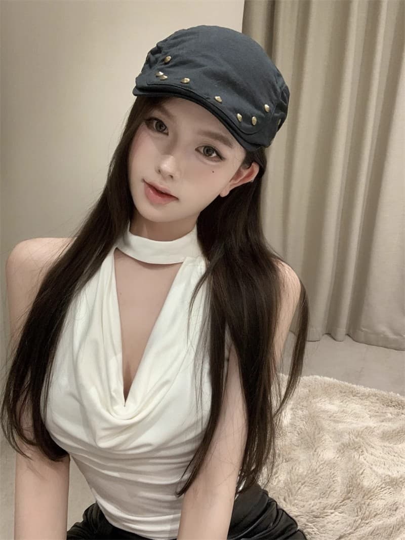 핫걸 흔들다 칼라 행침 목 캐미솔 여름 새로운 몸매 가꾸기 슬림해 보이는 쇼트 스타일 민소매 백리스 맨위 외출용 상세 이미지 11
