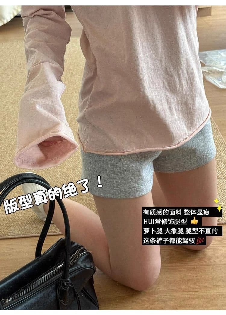 회색 캐주얼 운동 반바지 여성 2026 여름 새로운 외출용 핫걸 하이웨이스트 한 마디 슬림해 보이는 단색 뜨거운 바지 상세 이미지 8