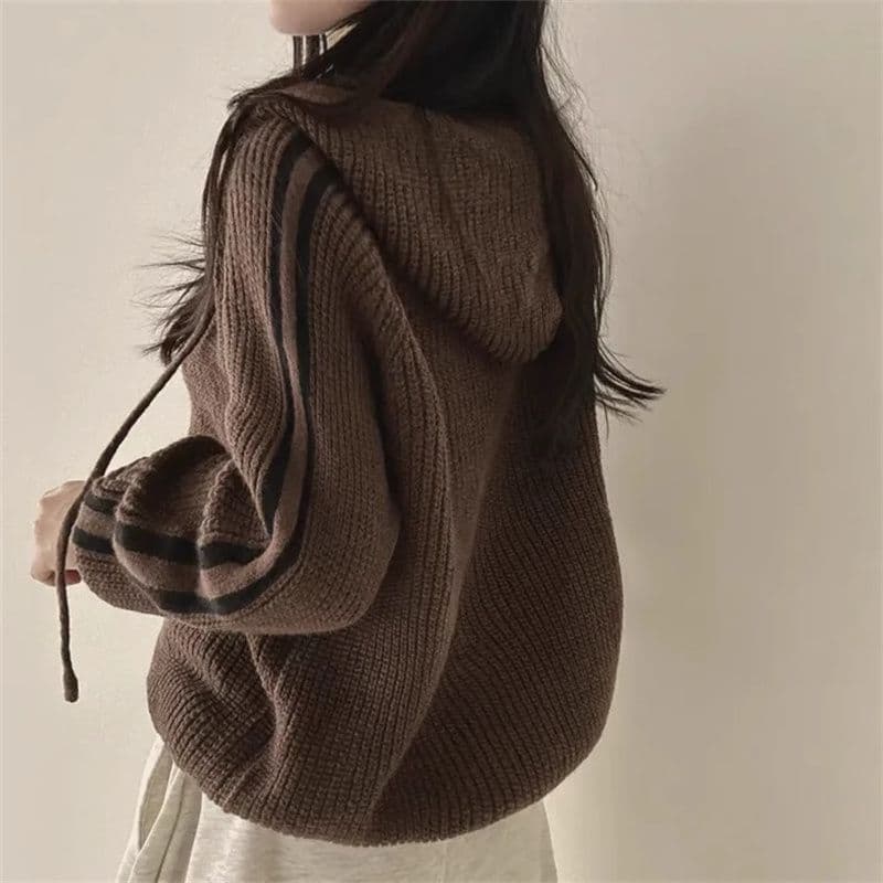 dfj.studlo 신제품 스트라이프 패치워크 배색 미니멀리즘 품격 펌프 로프 후드 스웨터 긴팔 재킷 맨위 상세 이미지 6