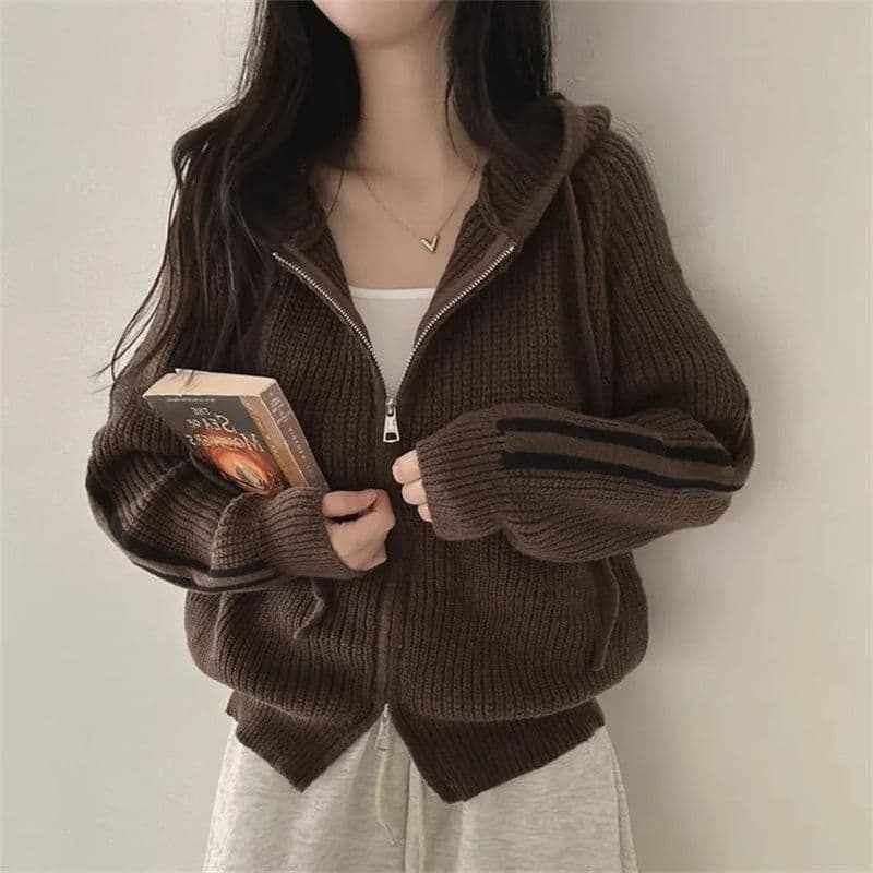 dfj.studlo 신제품 스트라이프 패치워크 배색 미니멀리즘 품격 펌프 로프 후드 스웨터 긴팔 재킷 맨위 상세 이미지 7