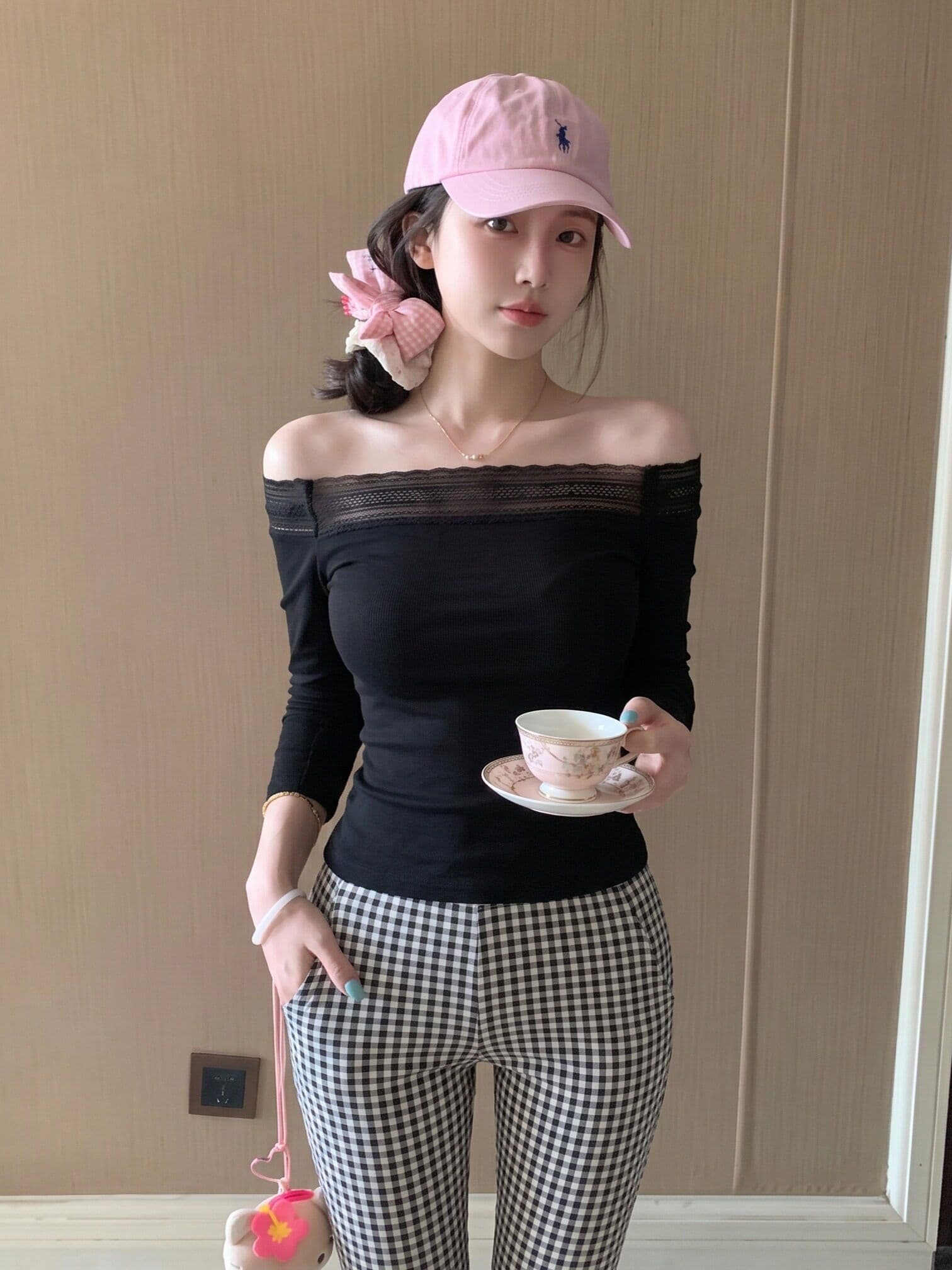 한 부서 레이스 조각 오프숄더 긴팔 티셔츠 여성 가을 새로운 슬림해 보이는 순수한 욕망 핫걸 오프숄더 사람들 면 맨위