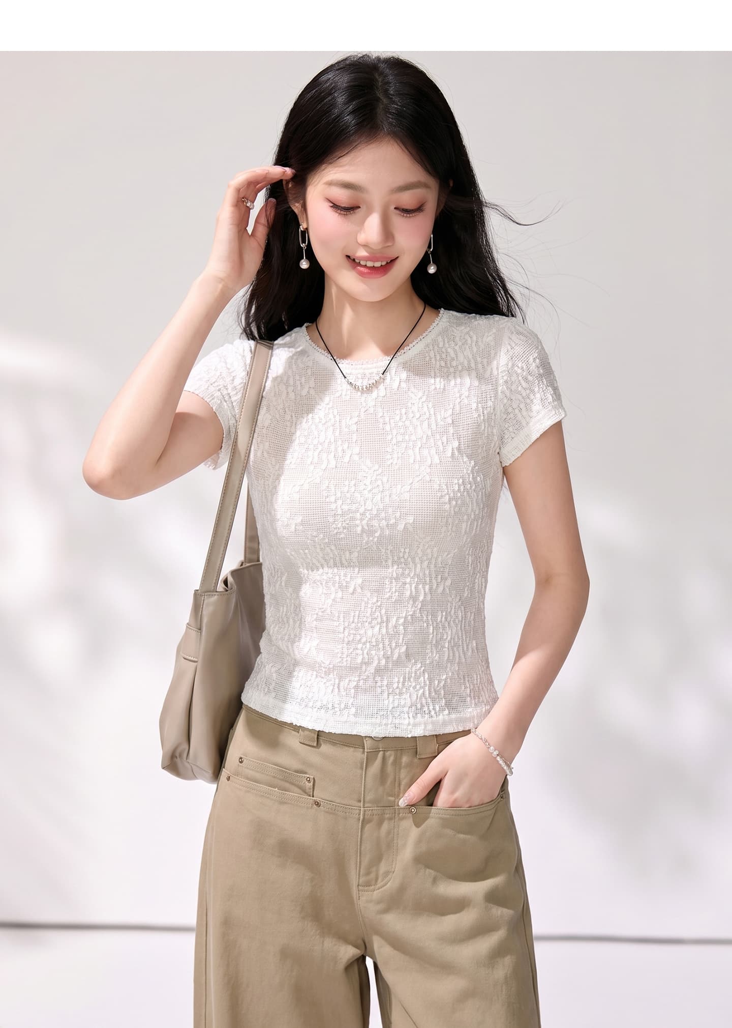 실사 밤나무 코코아 부드러운 향기로운 lace 산소 아름다움 순수한 욕망 바람 레이스 티셔츠 캐미솔 상세 이미지 3