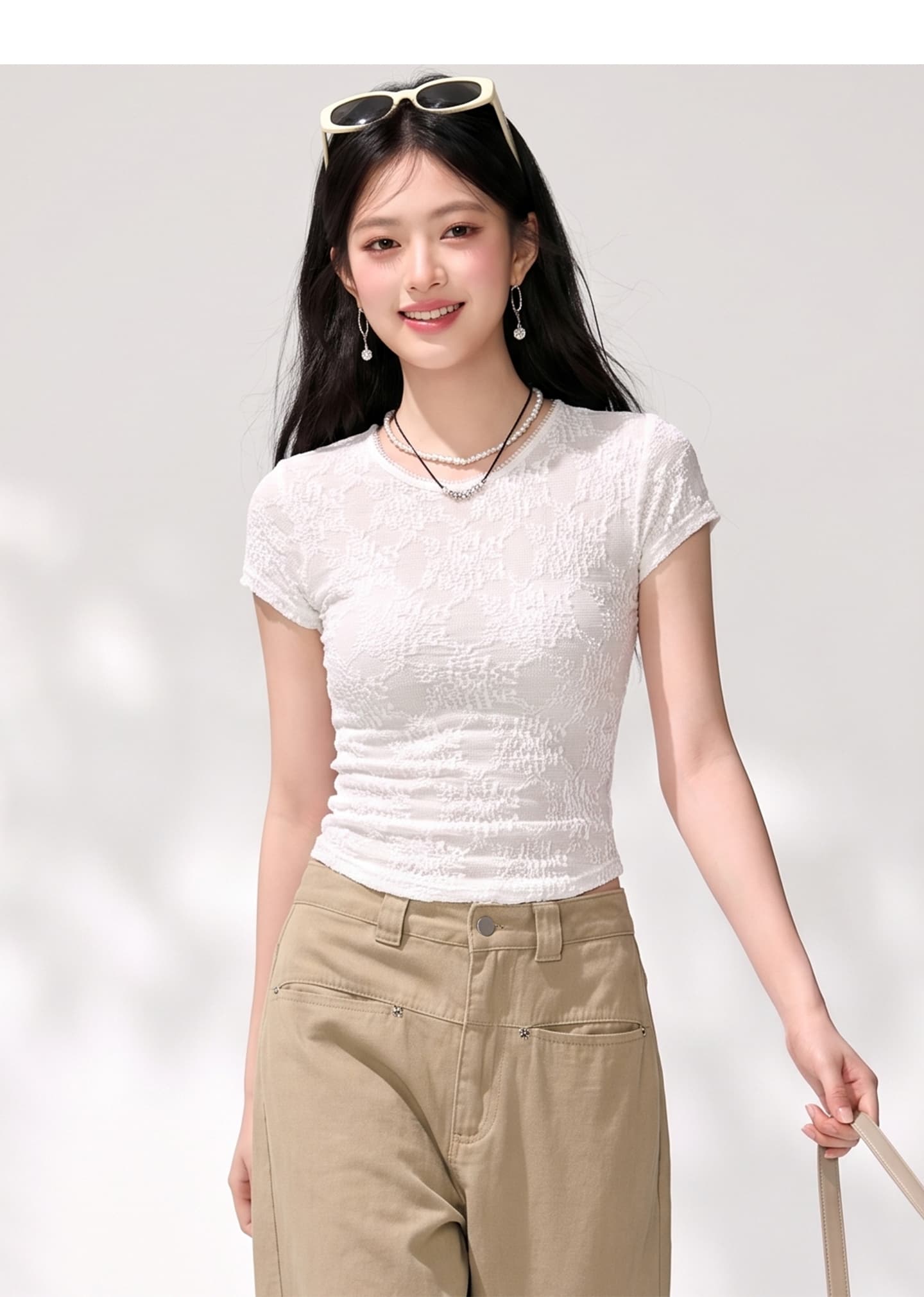 실사 밤나무 코코아 부드러운 향기로운 lace 산소 아름다움 순수한 욕망 바람 레이스 티셔츠 캐미솔 상세 이미지 5