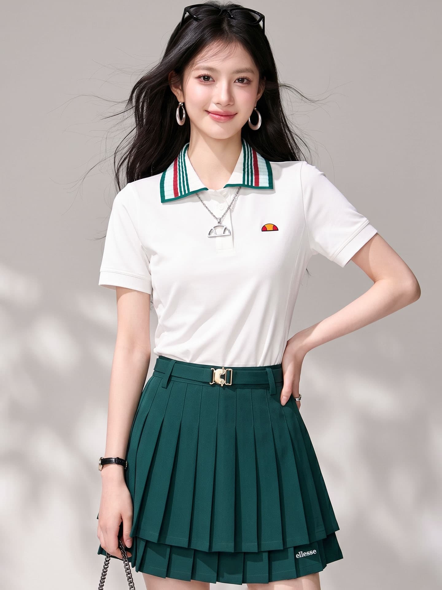 실사 작은 조개 레트로 배색 테니스 polo 반팔 티셔츠 운동 속도 건조한 POLO 셔츠 반팔 맨위 여성 이미지 4