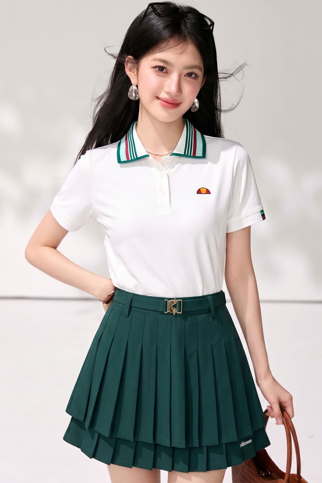 실사 작은 조개 레트로 배색 테니스 polo 반팔 티셔츠 운동 속도 건조한 POLO 셔츠 반팔 맨위 여성 이미지 7