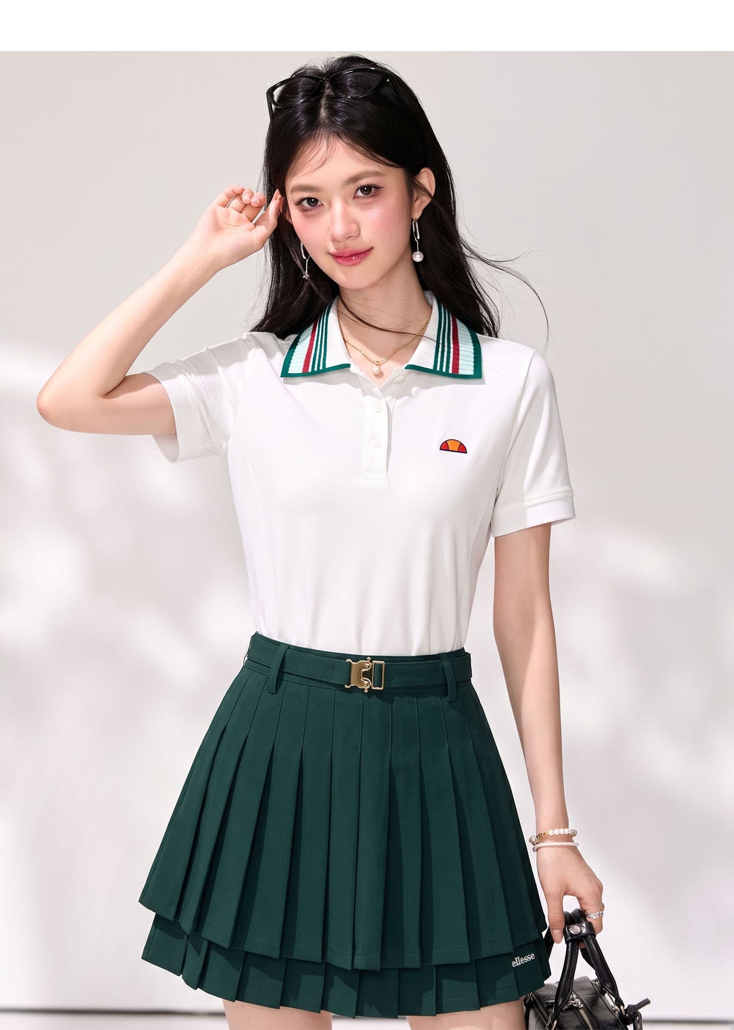실사 작은 조개 레트로 배색 테니스 polo 반팔 티셔츠 운동 속도 건조한 POLO 셔츠 반팔 맨위 여성 상세 이미지 2