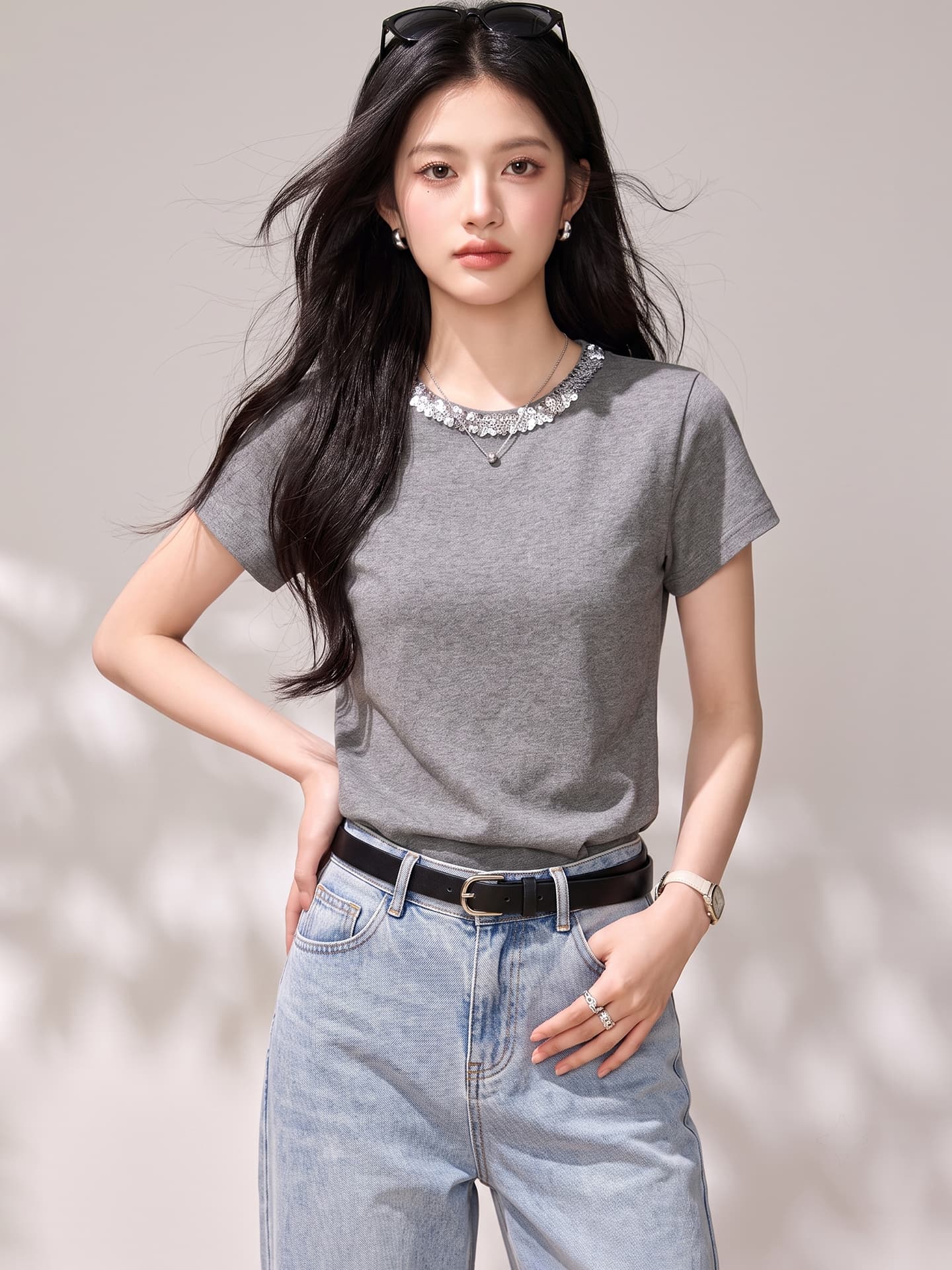 해상 부서 스트라이프 티셔츠 여성 2026 년 여름 새로운 POLO 칼라 순면 루즈핏 반팔