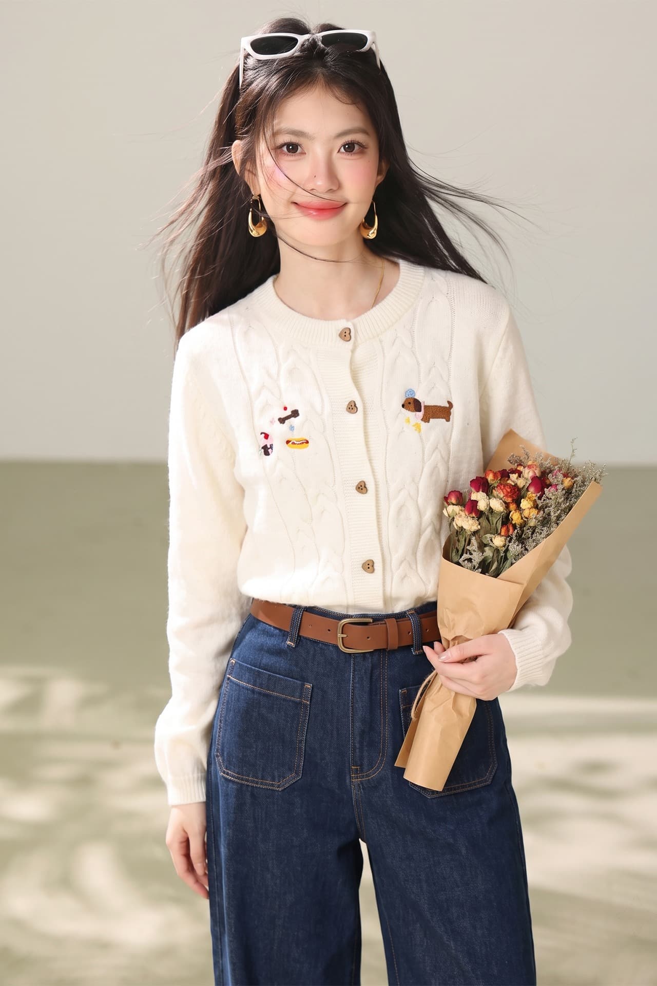 실사 부드러운 찹쌀 귀여운 달콤함 한 부서 니트 오픈 가디건 스웨터 여성 코트 루즈핏 느긋한 학원 스타일 맨위 이미지 6