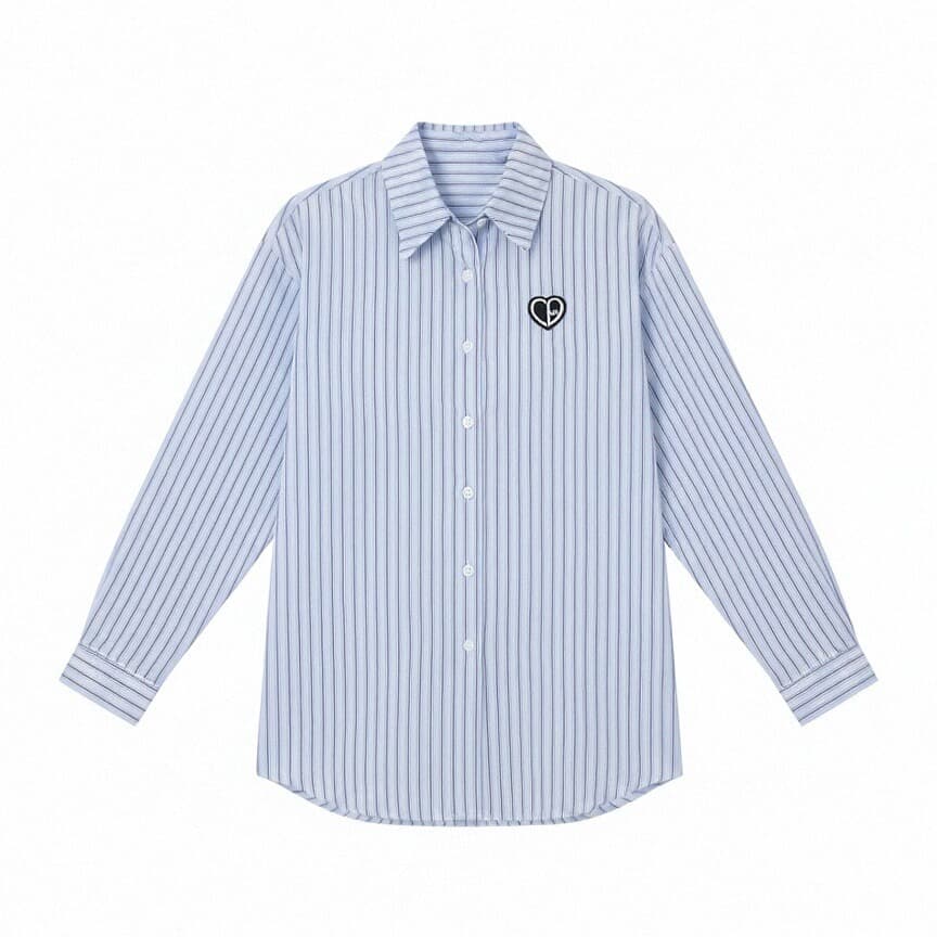 프랑스식 자수 스트라이프 POLO 칼라 긴팔 여성 셔츠 봄 드레스 2026 봄 새로운 다용도 셔츠 여성 작은 셔츠 이미지 6