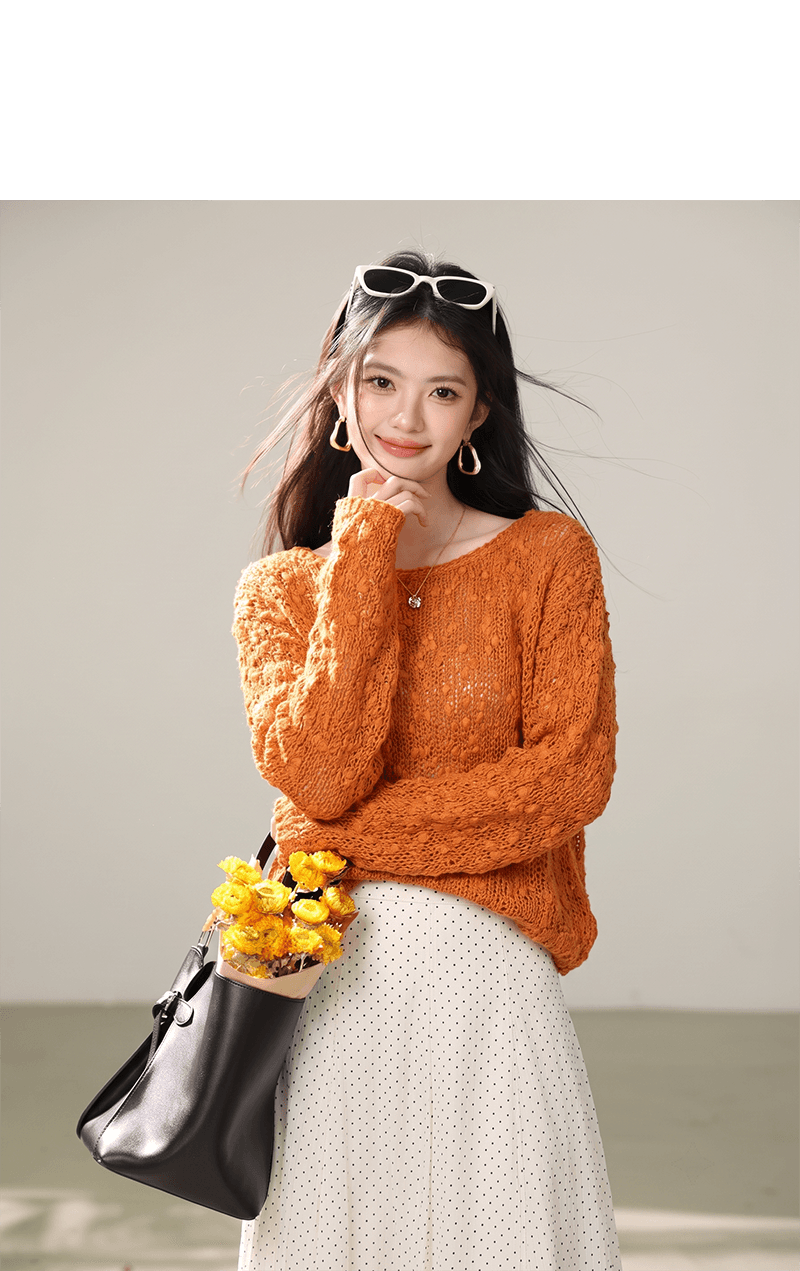 실사 있음 느긋한 바람 루즈핏 풀오버 스웨터 여자 가을 외출용 2026 고급 센스 만나는 니트 스웨터 맨위 상세 이미지 5