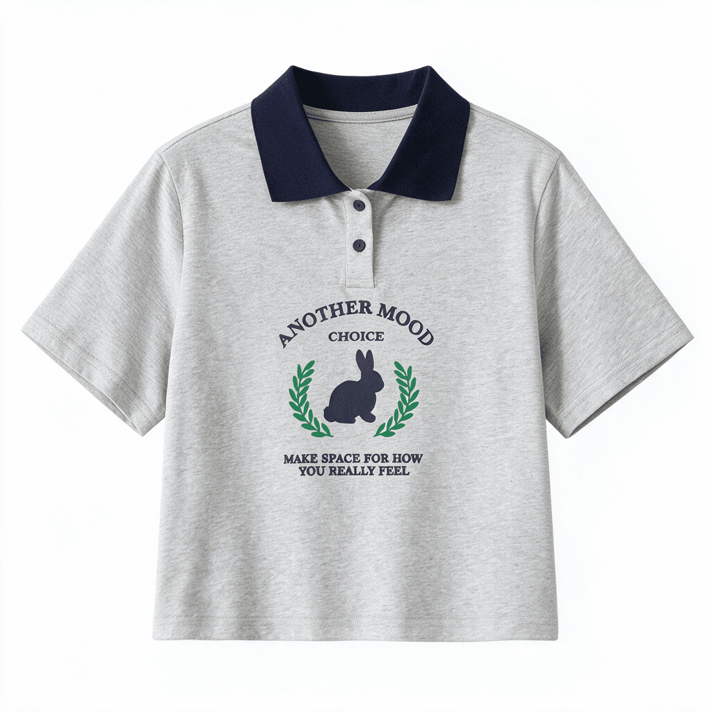 실사 넓은 색상 아메리칸 토끼 반팔 순면 티셔츠 여성 2026 여름 새로운 회색 POLO 칼라 쇼트 스타일 맨위 이미지 6
