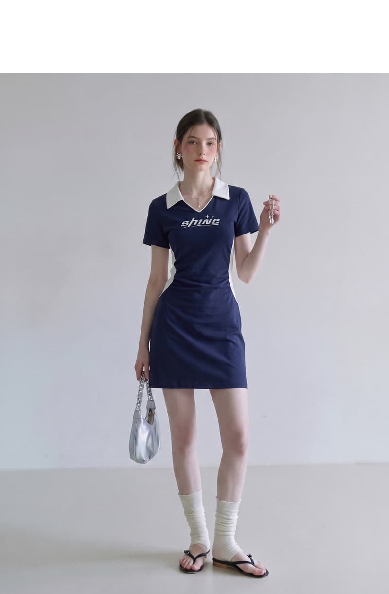 실사 한국 스타일 캐주얼 드레스 2026 여름 새로운 알파벳 프린트 펌프 Pleat 허리 수축 슬림해 보이는 트임 치마 상세 이미지 4