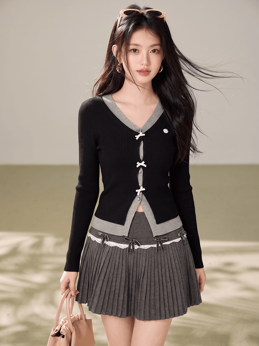 실사 배색 V넥 페이크 레이어드 긴팔 티셔츠 여성 2026 새로운 몸매 가꾸기 쇼트 스타일 허리 수축 인사이드 잡아라. 의류 이미지 3
