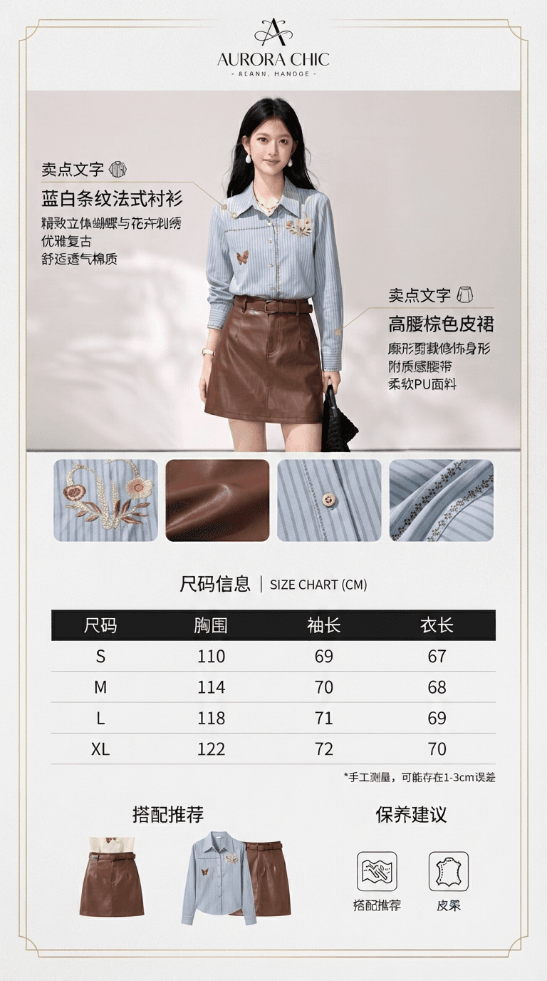 실사 한 부서 레트로 스트라이프 자수 여성 셔츠 이른 가을 미니멀리즘 다용도 긴팔 품격 인사이드 잡아라. 의류 슬림해 보이는 상세 이미지 1