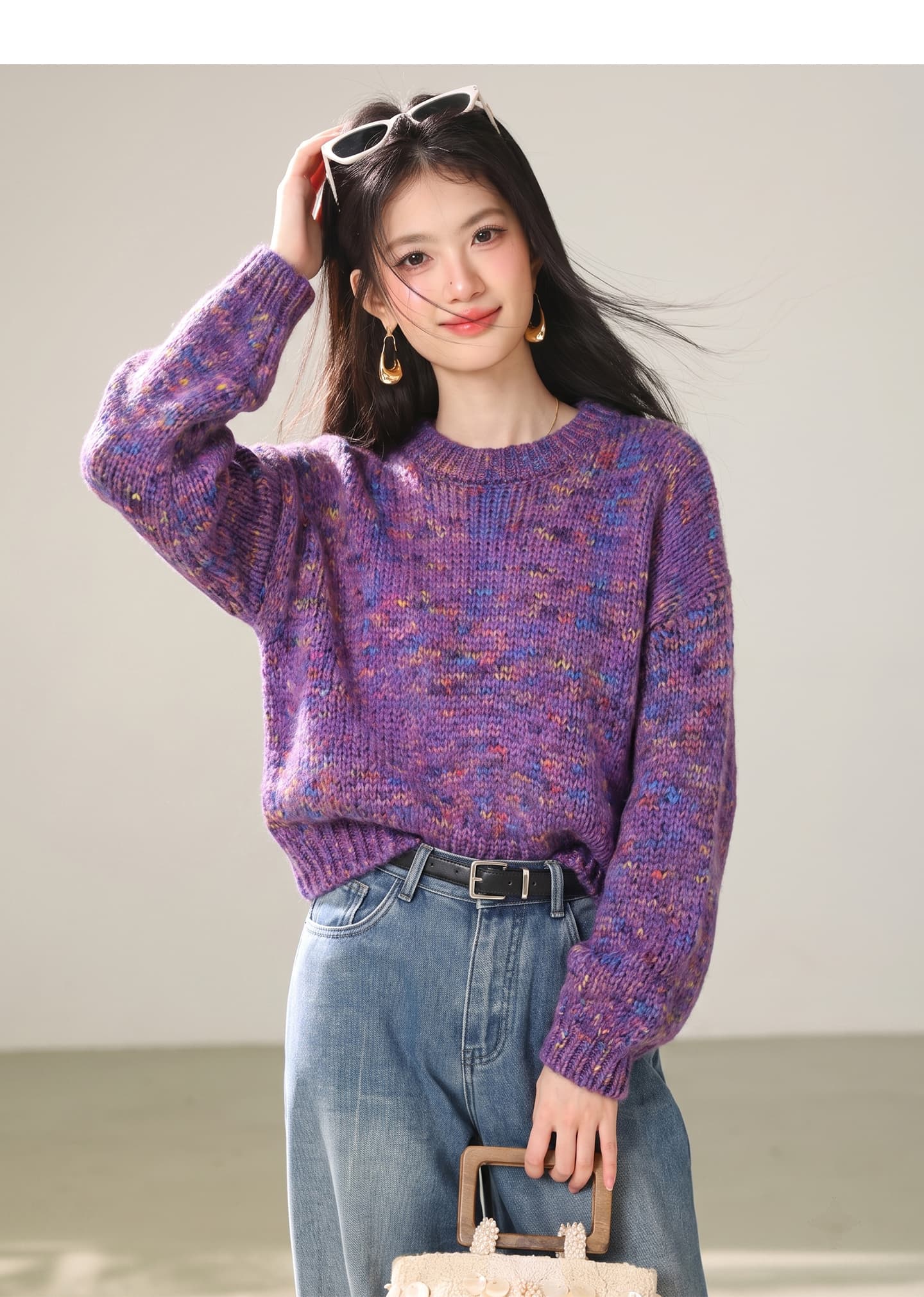 실사 한 부서 무거운 작업 레트로 꽃 실 느긋한 바람 부드러운 찹쌀 스웨터 여자 가을 겨울 새로운 고급 센스 풀오버 맨위 상세 이미지 2