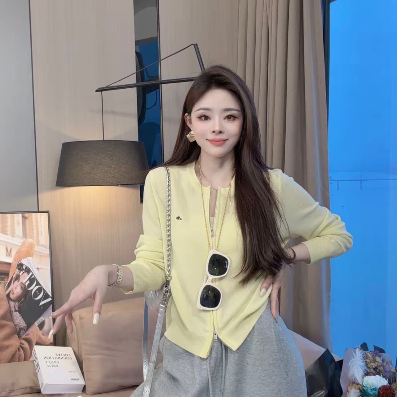 2026 년 봄 여름 새로운 패션 다용도 루즈핏 연령 감소 오픈 가디건 긴팔 외부 잡아라. 의류 여성 상세 이미지 9