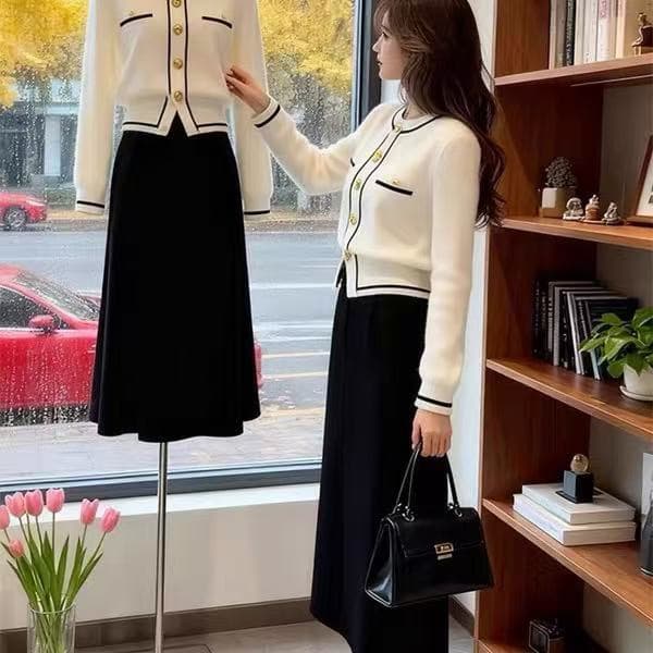 프랑스식 고급 센스 화이트 니트 오픈 가디건 여성 2026 가을 겨울 새로운 고유 한 아름다운 세련된 외국 가스 인사이드 잡아라. 의류 이미지 3