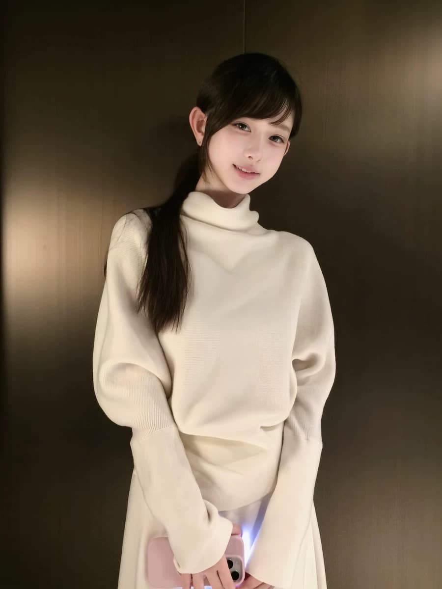 익스트림 제인 바람 세트 여성 가을 새로운 한 부서 부드러운 품격 패션 화이트 긴팔 맨위 반신 스커트 투피스 세트 상세 이미지 3