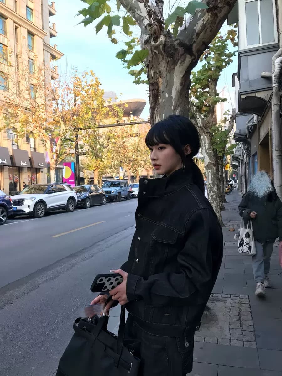한국 cleanfit 14.5 가져 오기 비스듬한 칼라 클래식 짧은 와이드 원본 암소 딱딱한 루즈핏 데님 재킷 재킷 상세 이미지 3