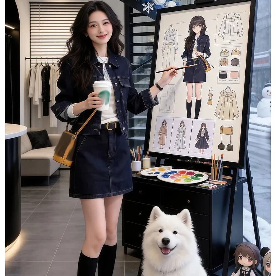 한 부서 chic 세트 품격 고급 센스 자이언트 잘 생긴 레트로 파란색 데님 재킷 미니 스커트 투피스 세트 2026 봄 이미지 5