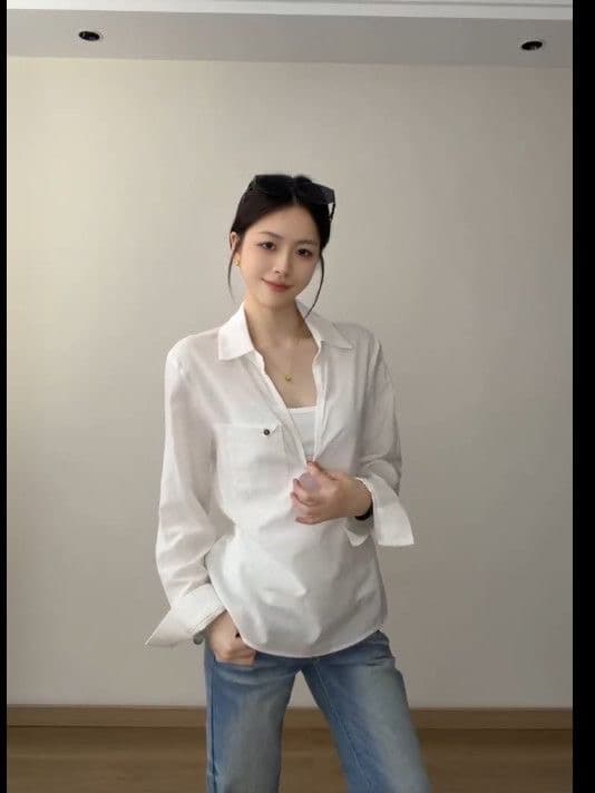 프랑스식 패션 단색 세트 몸매 가꾸기 캐주얼 다용도 캐미솔 맨위 스택 착용 폴로 칼라 자외선 차단 두 조각 여성 세트 이미지 4