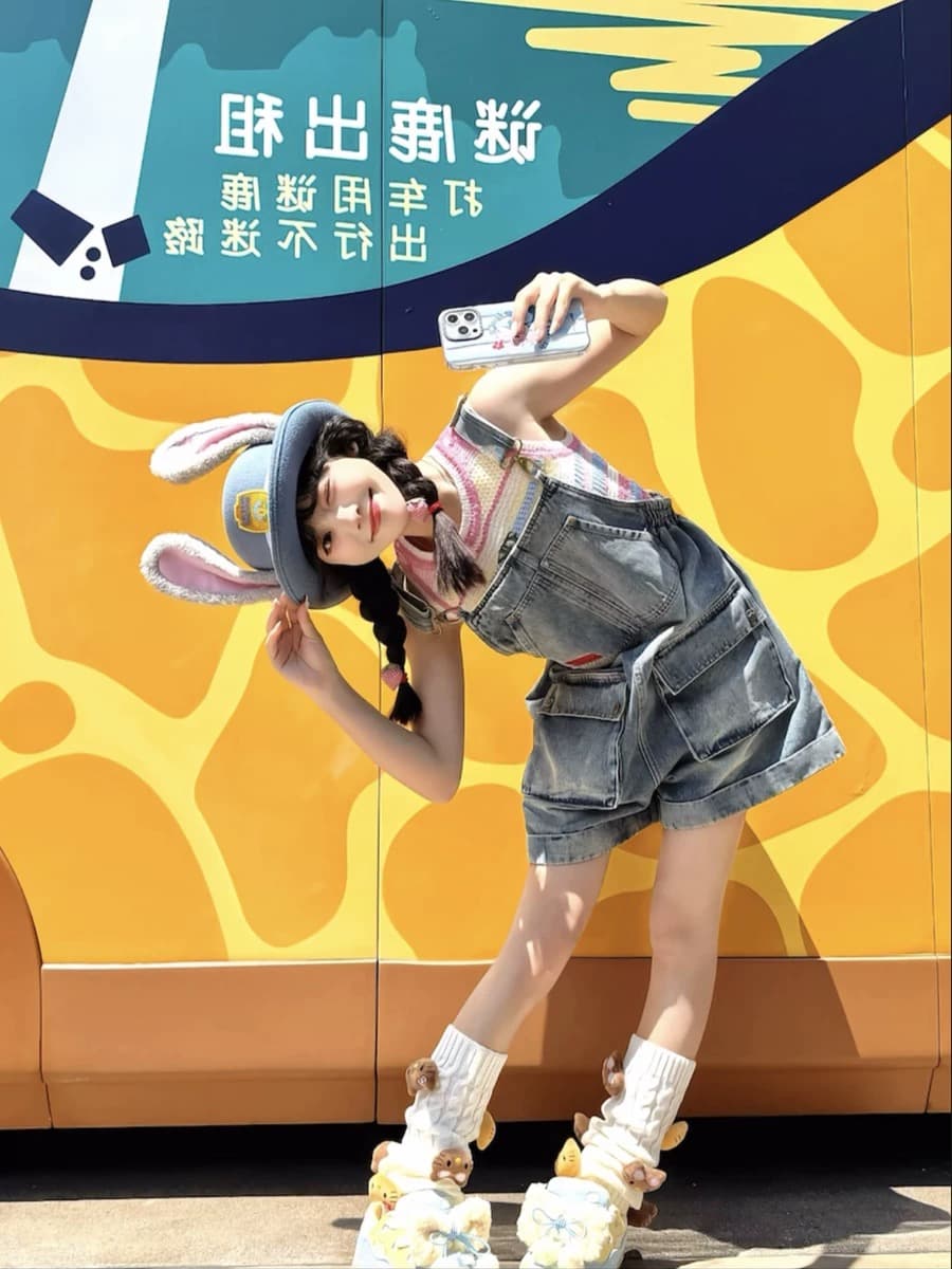 작은 키 워크웨어 데님 멜빵 바지 반바지 여성 루즈핏 느긋한 바람 귀여운 연령 감소 학생 2026 새로운 여름 상세 이미지 5