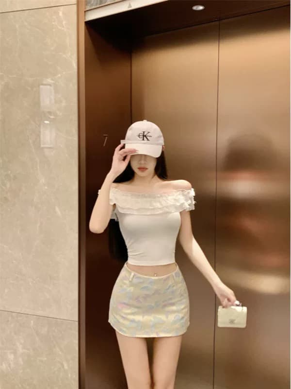 도파민 나비 새틴 반신 스커트 여성 여름 로우 웨이스트 슬림해 보이는 핫걸 타이트 스커트 고급 센스 한 마디 짧은 치마 상세 이미지 4