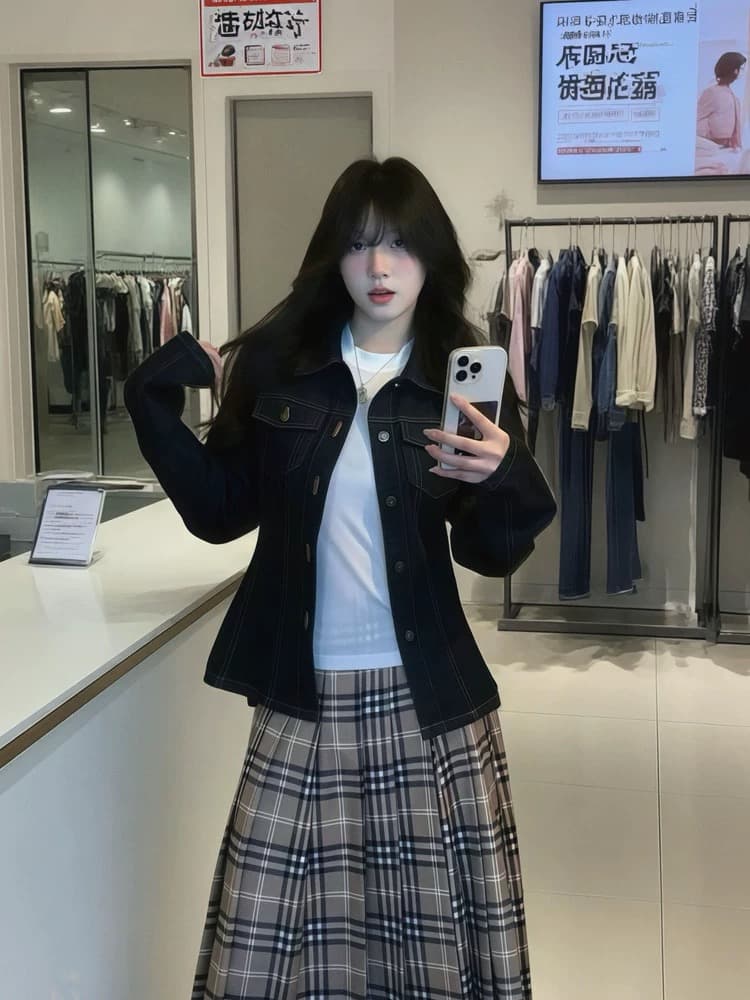 아메리칸 레트로 파란색 데님 여성 코트 2026 새로운 가을 캐주얼 폴로 칼라 작은 키 쇼트 스타일 재킷 맨위 상세 이미지 5