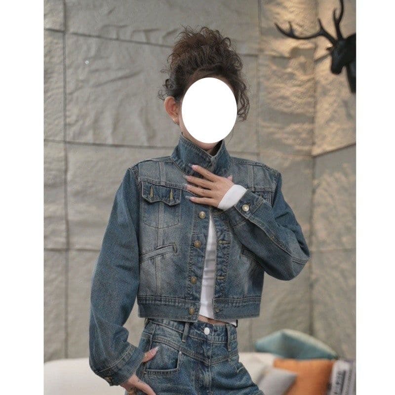 조 BUZZ 레트로 패치워크 한국 스타일 데님 여성 코트 이른 가을 2026 새로운 캐주얼 다용도 디자인 센스 맨위 상세 이미지 1