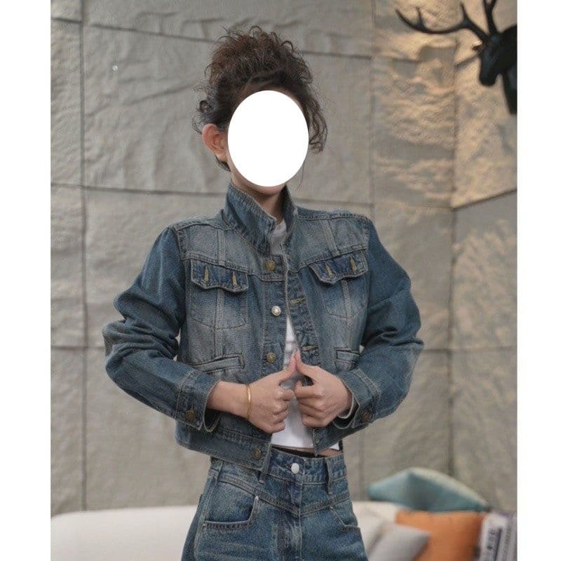 조 BUZZ 레트로 패치워크 한국 스타일 데님 여성 코트 이른 가을 2026 새로운 캐주얼 다용도 디자인 센스 맨위 상세 이미지 2