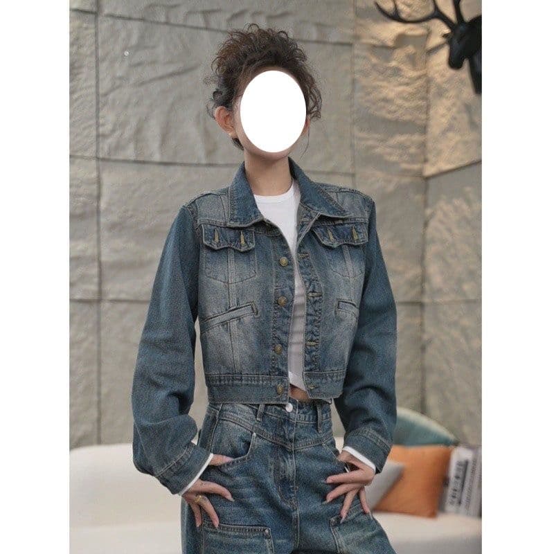 조 BUZZ 레트로 패치워크 한국 스타일 데님 여성 코트 이른 가을 2026 새로운 캐주얼 다용도 디자인 센스 맨위 상세 이미지 3