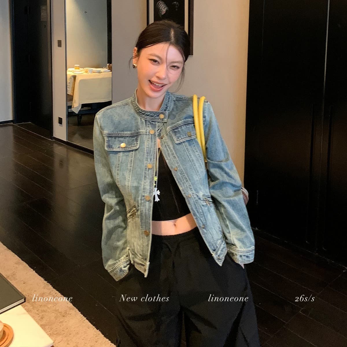 linoneone 반항적 인 아메리칸 무거운 작업 워싱 마 오래된 편안함 면 100% 파란색 데님 재킷 재킷 경량 이미지 5