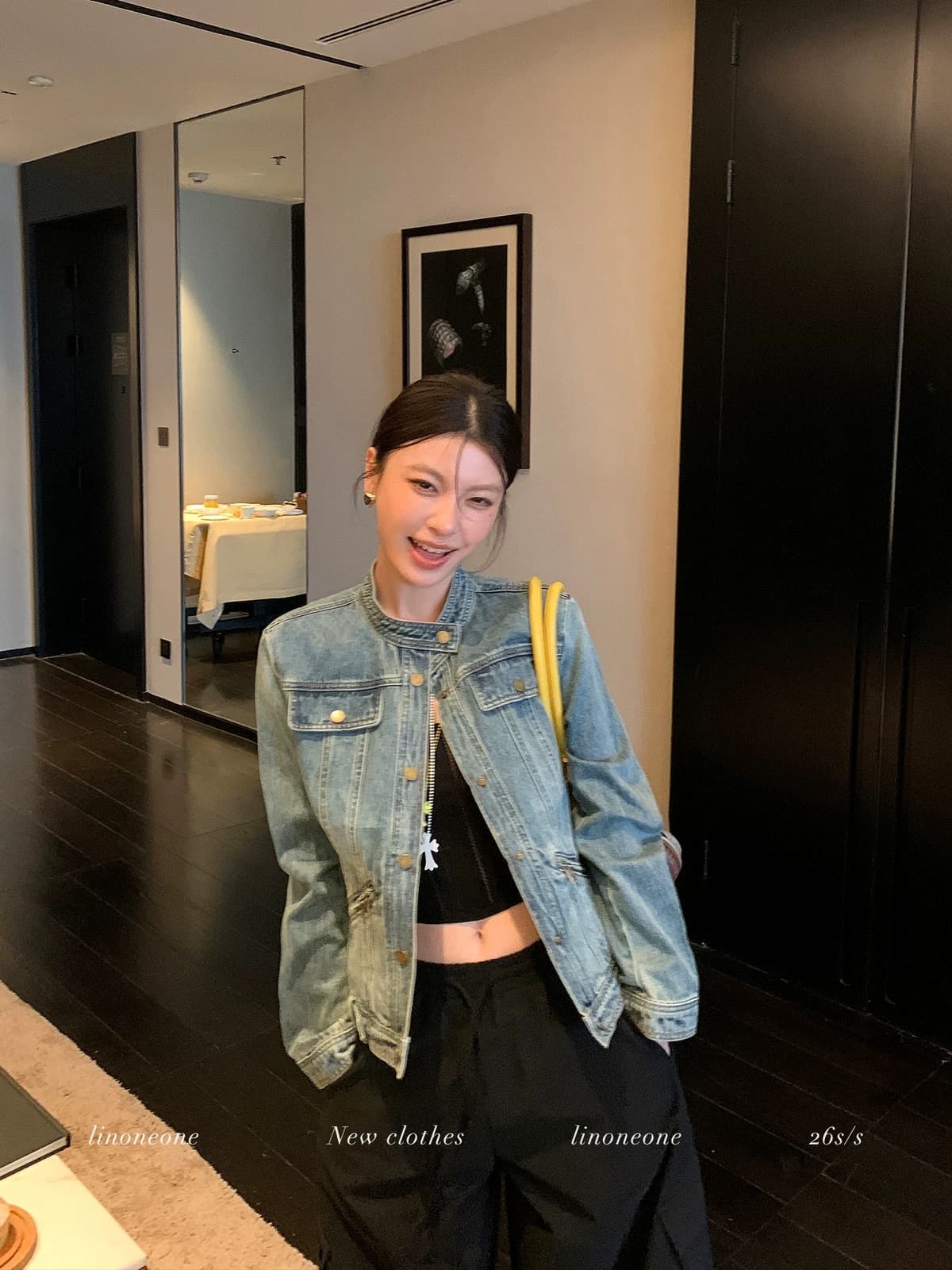 linoneone 반항적 인 아메리칸 무거운 작업 워싱 마 오래된 편안함 면 100% 파란색 데님 재킷 재킷 경량 상세 이미지 4