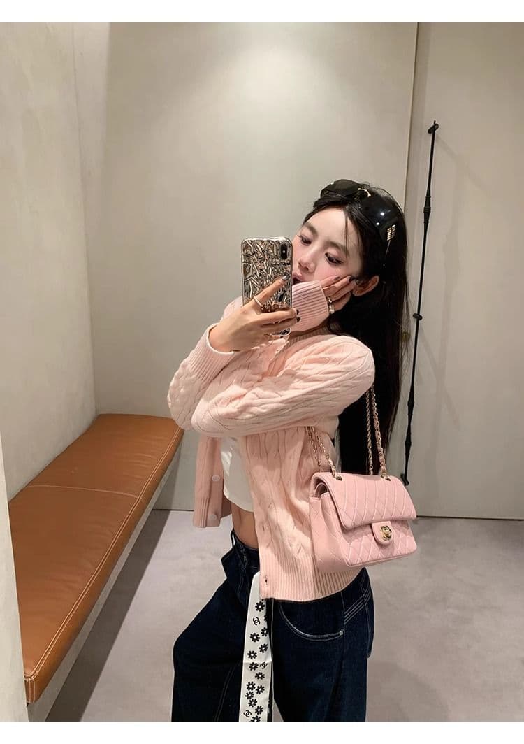 2026 년 새로운 고급 센스 작은 대중 오픈 가디건 슬림해 보이는 몸매 가꾸기 맨위 가을 패션 미니멀리즘 꽈배기 털 니트 스웨터 상세 이미지 3