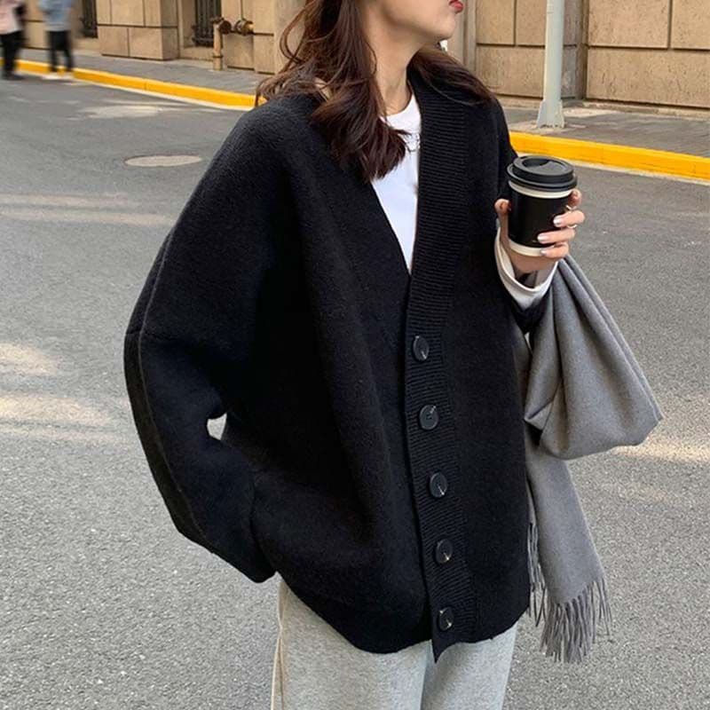 가을 겨울 새로운 두꺼운 스웨터 여자 한국 스타일 루즈핏 느긋한 바람을 피우다 롱 코트 니트 오픈 가디건 다용도 부드러운 바람 재킷