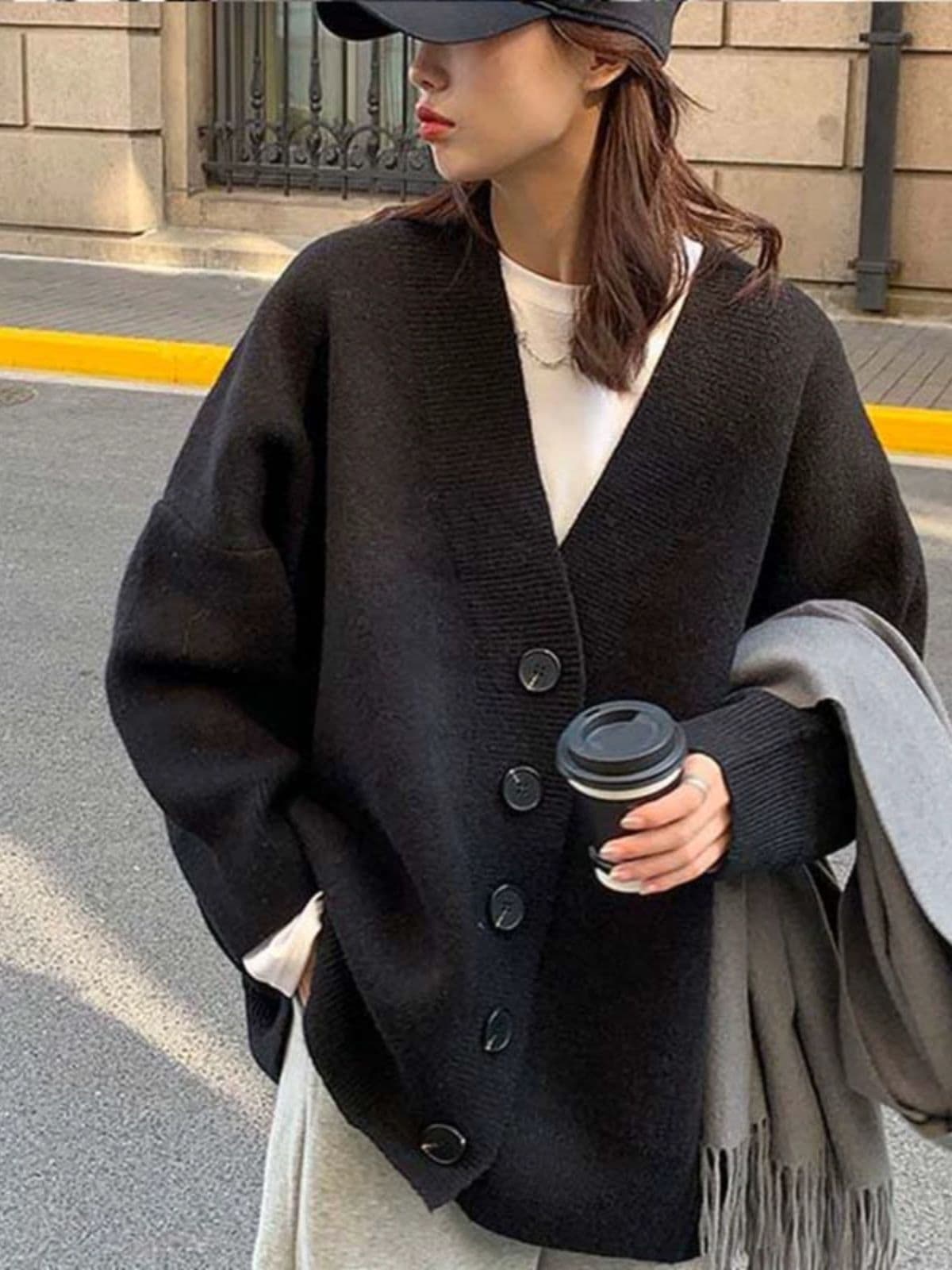 가을 겨울 새로운 두꺼운 스웨터 여자 한국 스타일 루즈핏 느긋한 바람을 피우다 롱 코트 니트 오픈 가디건 다용도 부드러운 바람 재킷 이미지 4