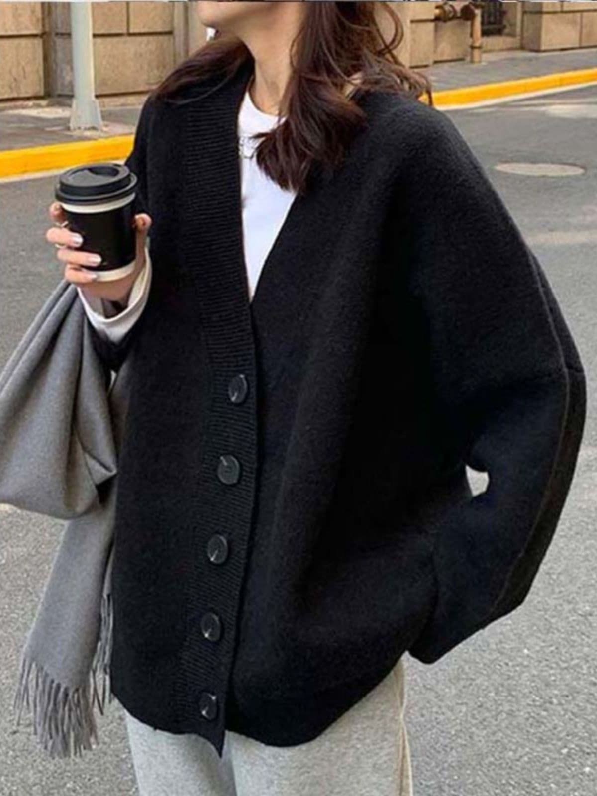 가을 겨울 새로운 두꺼운 스웨터 여자 한국 스타일 루즈핏 느긋한 바람을 피우다 롱 코트 니트 오픈 가디건 다용도 부드러운 바람 재킷 상세 이미지 1