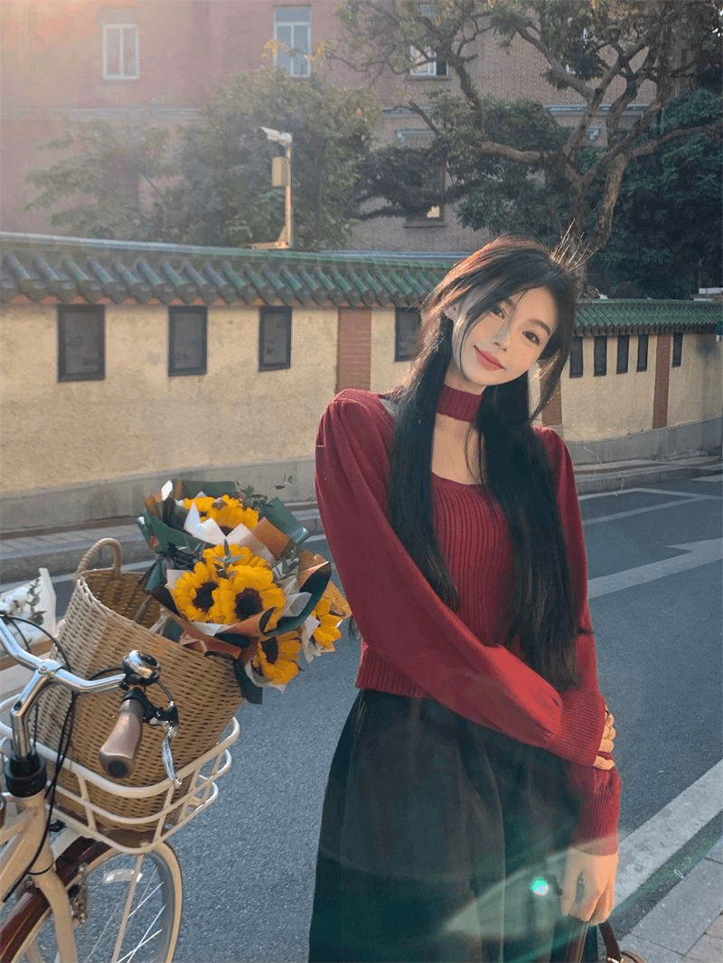 홍콩 느낌 프랑스식 광장 칼라 검정색 니트 스웨터 여성 가을 외국 가스 인사이드 가져 가라. 스웨터 기본 셔츠 고급 센스 쇼트 스타일 맨위 상세 이미지 10